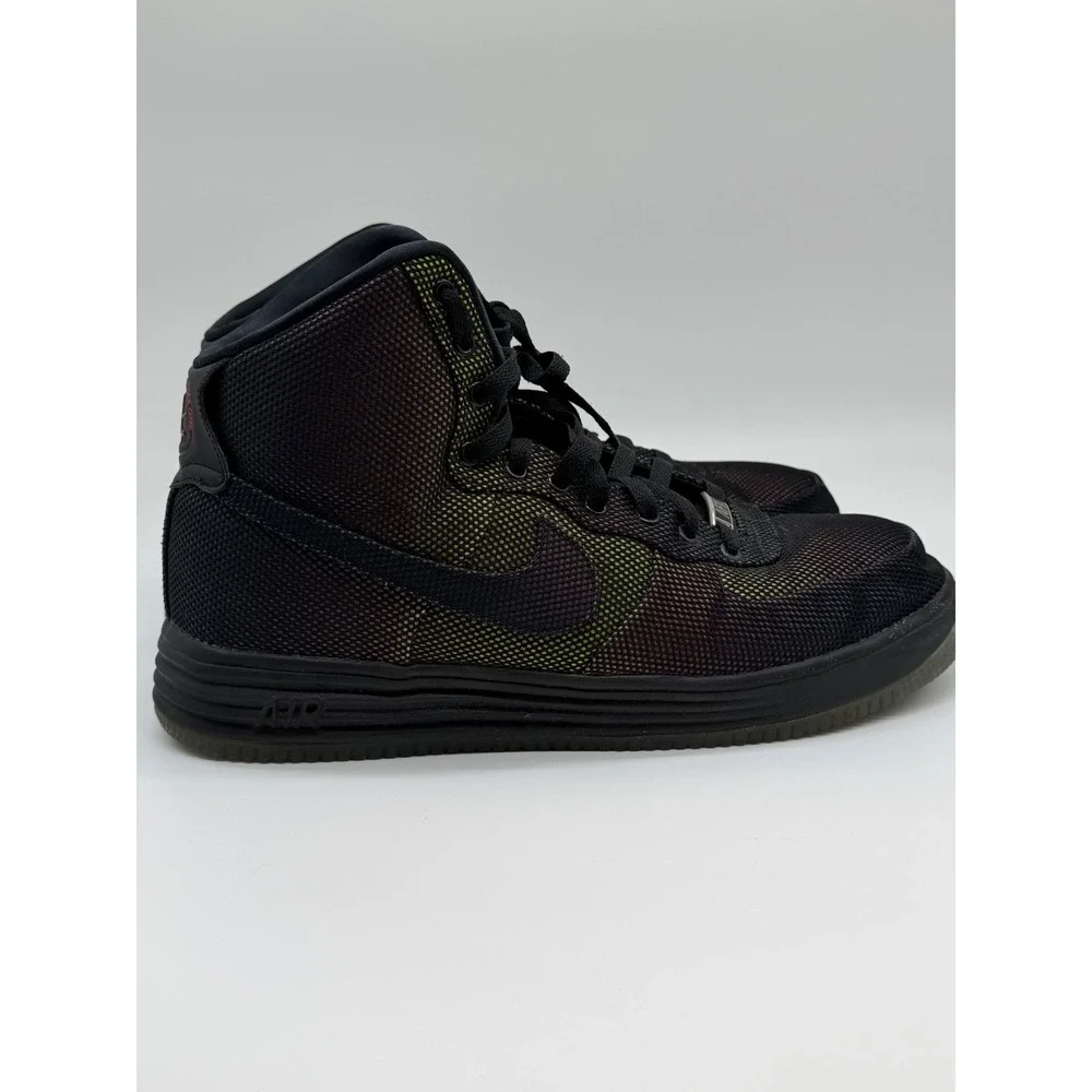 Nike Lunar Force 1 High‎ Black Iridescent Mesh Sneakers  Mens 12
